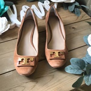 Tory Burch Tan Flats with Gold Accent